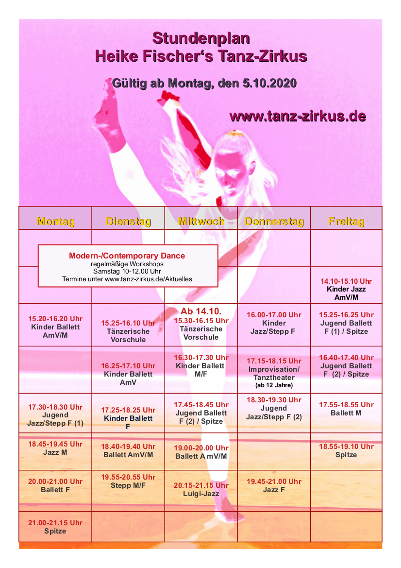 Stundenplan | Heike Fischers Tanz-Zirkus
